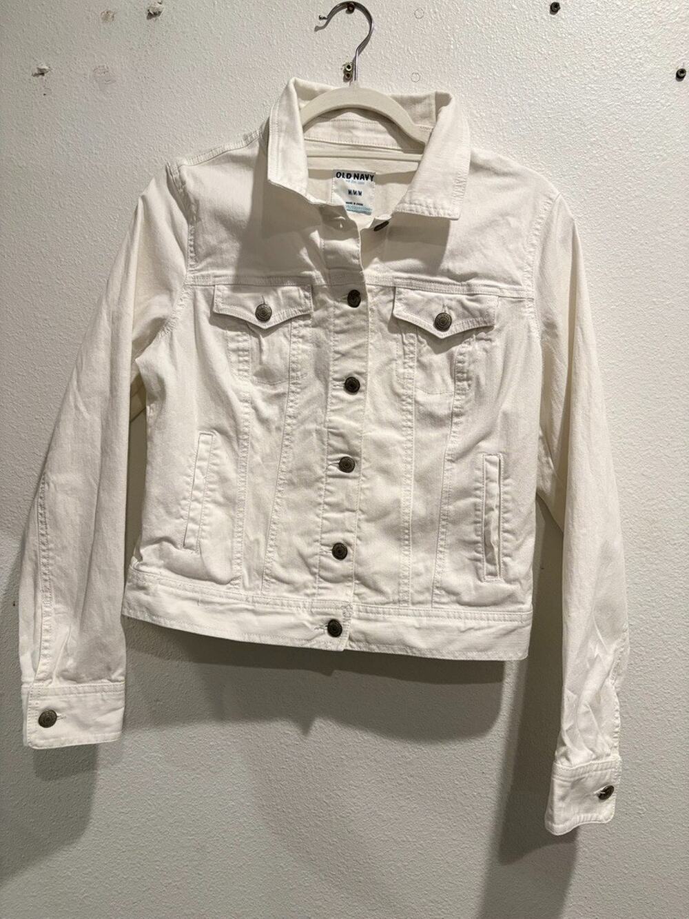 Old Navy Denim Trucker Jacket Women's Stretch Solid White Size M